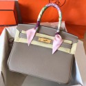 Replica Hermes Birkin 30 Handmade Bag In Grey Clemence Leather JM1016Ay93