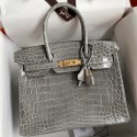 Replica Hermes Birkin 30 Handmade Bag In Tourterelle Crocodile Niloticus Shiny Skin JM370zE83