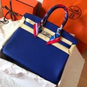 Replica Hermes Birkin 35 Handmade Bag In Blue Electric Clemence Leather JM1460BH97