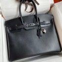 Replica Hermes Birkin 35 Retourne Handmade Bag In Black Box Calfskin JM360yF79
