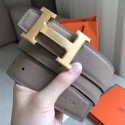 Replica Hermes H Reversible Belt In Grey/Black Swift Leather JM891Va47