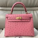 Replica Hermes Kelly 25cm Handmade Bag In Terre Cutie Ostrich Skin JM1789Ph61