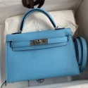 Replica Hermes Kelly Mini II Sellier Handmade Bag In Celeste Epsom Calfskin JM1487Va47