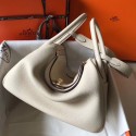 Replica Hermes Lindy 30cm Bag In Beton Clemence Leather GHW JM1306PU57