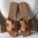 Replica High Quality Hermes Oran Sandals In Brown Epsom Leather JM297Mc61