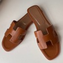 Replica High Quality Hermes Oran Slide Sandals In Gold Swift Calfskin JM1787Mc61