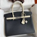 Top Hermes HSS Birkin 30 Bicolor Bag in Black and Craie Epsom Calfskin JM833gt75