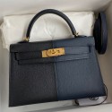 Top Hermes Kelly Mini II Sellier Tri-color Bag In Black/Blue Indigo/Red Calfskin JM535gt75