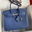 Top Replica Hermes Birkin 25 Retourne Handmade Bag In Blue Agate Epsom Calfskin JM1375vQ25