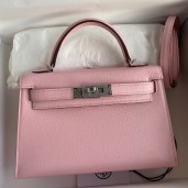AAA Hermes Kelly Mini II Sellier Handmade Bag In Rose Sakura Chevre Mysore Leather JM679DY28