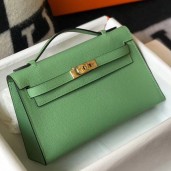 AAA Hermes Kelly Pochette Bag In Vert Criquet Epsom Leather JM1871DY28