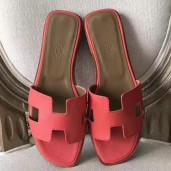 Best 1:1 Hermes Oran Sandals In Rose Azalee Epsom Leather JM578em76