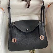 Copy AAA Hermes Lindy 26 Handmade Bag In Black Clemence Leather JM1005CI68