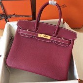 Copy Hermes Birkin 30 Handmade Bag In Ruby Clemence Leather JM1933ex34