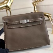 Copy Hermes Kelly Danse Handmade Bag In Taupe Swift Leather JM1733Kn74