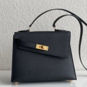 Copy Hermes Kelly En Desordre 20 Handmade Bag In Black Epsom Calfskin JM410Kl59