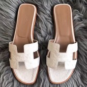 Copy Hermes Oran Sandals In White Ostrich Leather JM799pg57