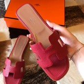 Copy Hermes Oran Slide Sandals In Red Clemence Leather JM1202Lo91