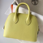 Fake AAA Hermes Bolide 1923 Mini Handmade Bag In Jaune Bourgeon Chevre Mysore Leather JM444XW34