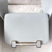 Fake AAA Hermes Geta Handmade Bag In Blue Brume Chevre Mysore Leather JM1338XW34