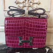 Fake Best Hermes Fuchsia Constance MM 24cm Crocodile Bag JM901HE81