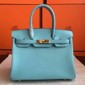 Fake Hermes Birkin 25 Handmade Bag In Blue Atoll Epsom Calfskin JM1638Ad61