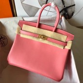Fake Hermes Birkin 25 Handmade Bag In Rose Lipstick Swift Leather JM1586SS84
