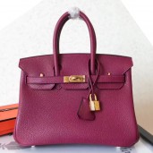 Fake Hermes Birkin 25 Handmade Bag In Ruby Clemence Leather JM394SS84