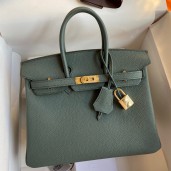 Fake Hermes Birkin 25 Retourne Handmade Bag In Vert Amande Clemence Leather JM1993Bp55