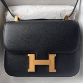Fake Hermes Constance 1-24 Mirror Bag In Black Epsom Calfskin JM809aX74