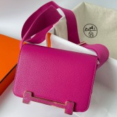 Fake Hermes Geta Handmade Bag In Rose Purple Chevre Mysore Leather JM550fJ59