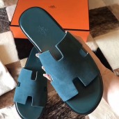 Fake Hermes Izmir Sandals In Green Suede Leather JM1049kU69