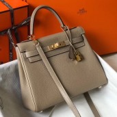 Fake Hermes Kelly 25cm Retourne Bag In Tourterelle Clemence Leather JM1099Bp55