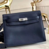 Fake Hermes Kelly Danse Handmade Bag In Blue Swift Leather JM1941SY47