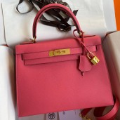 Fake Hermes Kelly Sellier 28 Handmade Bag In Rose Lipstick Epsom Calfskin JM1373uQ71