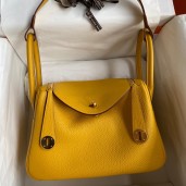 Fake Hermes Lindy 26 Handmade Bag In Jaune Ambre Clemence Leather JM1740GR32
