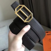 Fake Hermes Pad Reversible Belt In Cafe Clemence Leather JM1923BC48