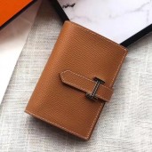 Fake Replica Hermes Bearn Mini Wallet In Gold Epsom Leather JM1938wE81