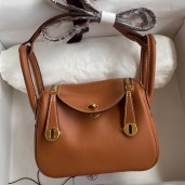 Fashion Hermes Mini Lindy Handmade Bag In Gold Swift Leather JM1408UE80