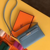 Fashion Imitation Hermes Kelly Classique To Go Wallet In Blue Jean Epsom Calfskin JM737nM61