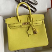 First-class Quality Hermes Birkin 25 Retourne Handmade Bag In Lime Epsom Calfskin JM274Kv15