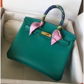 Hermes Birkin 25 Handmade Bag In Malachite Swift Leather JM524nF79