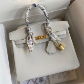 Hermes Birkin 25 Handmade Bag In White Epsom Calfskin JM1136uU16