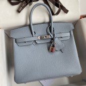 Hermes Birkin 25 Retourne Handmade Bag In Blue Lin Epsom Calfskin JM426bT70