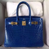 Hermes Birkin 30 Bag In Blue Electric Crocodile Niloticus Skin JM1790kG55