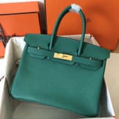 Hermes Birkin 30 Handmade Bag In Malachite Epsom Leather JM525bF80