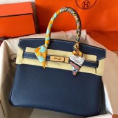 Hermes Birkin 30 Handmade Bag In Navy Blue Clemence Leather JM227bF80