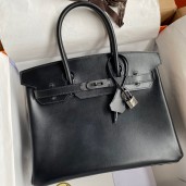 Hermes Birkin 30 Retourne Handmade Bag In Black Box Calfskin JM231hT91