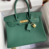 Hermes Birkin 30 Retourne Handmade Bag In Malachite Clemence Leather JM1160GY14