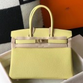 Hermes Birkin 30cm Bag In Jaune Poussin Clemence Leather GHW JM810de71